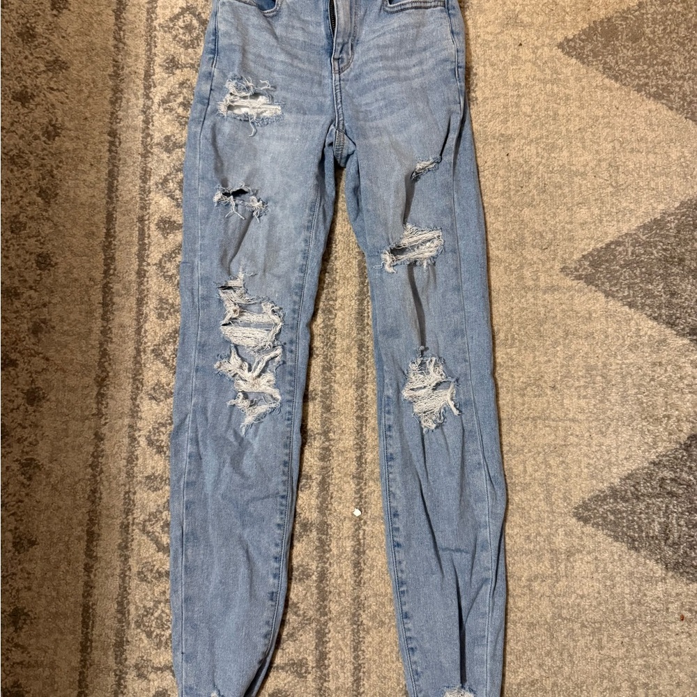 American Eagle Outfitters Blue Skinny Distressed Jeans